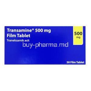 Transamine 500mg, Teva, box back view