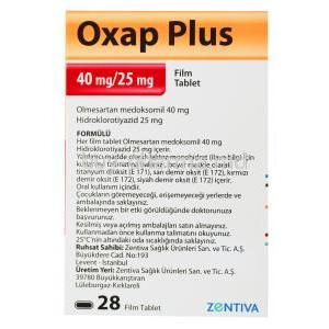 Oxap Plus 40mg/25mg, 28 tablets, Zentiva, box side presentation with information