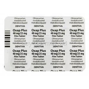 Oxap Plus 40mg/25mg, 28 tablets, Zentiva, blister pack back presentation