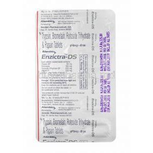 Enzictra-DS, Bromelain, Trypsin, Rutoside and Papain, tablets back