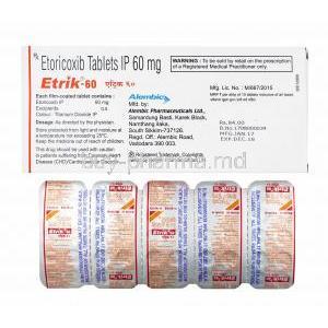 Etrik, Etoricoxib 60mg, manufacturer, tablets back