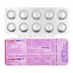 Cetanil-Trio, Telmisartan, Cilnidipine and Chlorthalidone 12.5mg, tablets