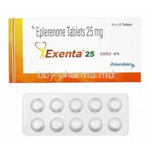 Exenta, Eplerenone 25mg box and tablets