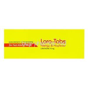 Lora-tabs, Loratadine 10mg 90 tabs, Mylan, Box