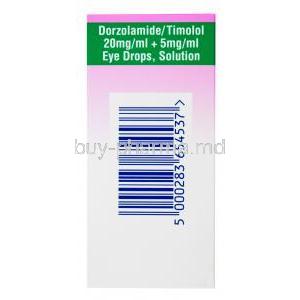 Dorzolamide/ Timolol Eyedrop , 20mg/ml, 5mg/ml, 5ml, Zentiva, Box side presentation