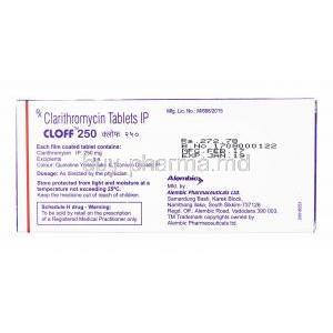 Cloff, Clarithromycin 250mg manufacturer