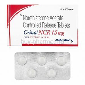 Crina-NCR, Norethisterone 15mg box and tablets