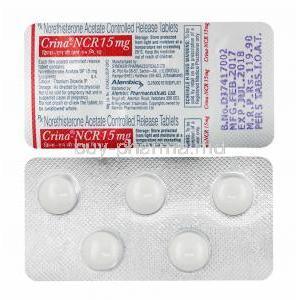 Crina-NCR, Norethisterone 15mg tablets