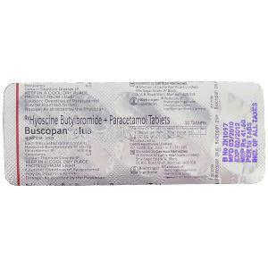 Buscopan Plus ,  Hyoscine Butylbromide/ Paracetamol Tablet Packaging