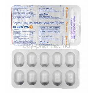 Glisen VM, Glimepiride, Metformin and Voglibose 1mg tablets