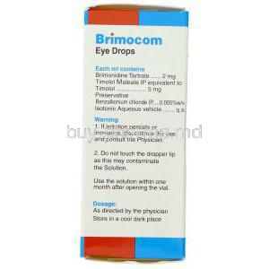 Brimocom, Generic Combigan ,  Brimonidine/ Timolol Eye Drops Box Composition