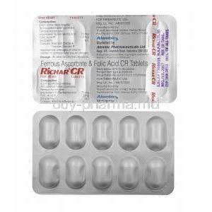 Richar CR, Iron and Folic Acid 75mg tablets