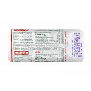 Roxid-M, Roxithromycin and Ambroxol tablets back