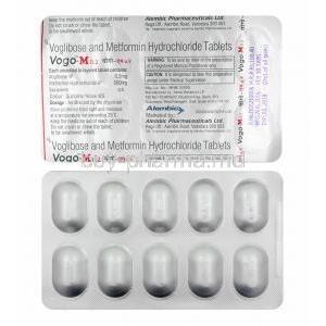 Vogo-M, Metformin and Voglibose 0.2mg tablets