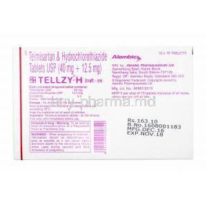 Tellzy-H, Telmisartan and Hydrochlorothiazide 40mg manufacturer