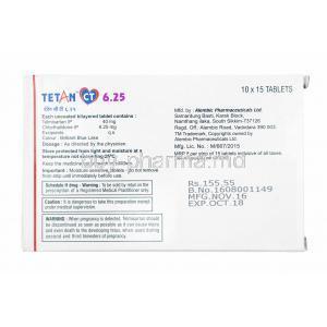 Tetan CT, Telmisartan and Chlorthalidone 6.25mg manufacturer