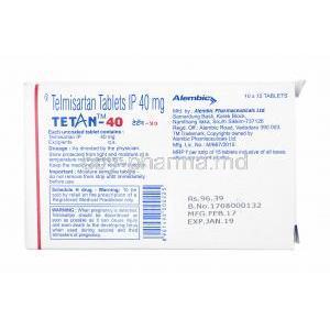 Tetan, Telmisartan 40mg manufacturer