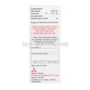 Difluprednate ophthalmix emulsoin, duronet eyedrops, box side presentation