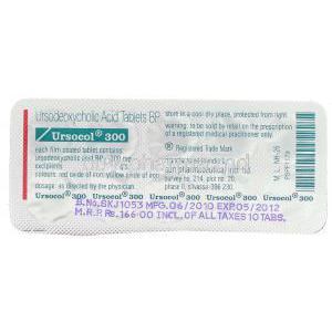 Ursocol, Generic  Ursocol,  Ursodeoxycholic Acid  300 Mg Packaging