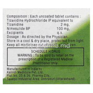 Zulu,  Nimesulide/ Tizanidine Box Composition