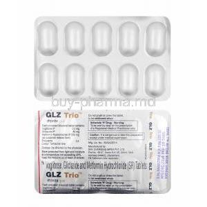 GLZ Trio, Voglibose, Metformin and Gliclazide tablets