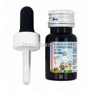 Wikoryl AF Drop, Chlorpheniramine and Phenylephrine bottle and dropper