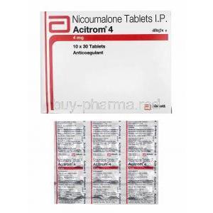Acitrom, Nicoumalone 4mg box and tablets