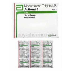 Acitrom, Nicoumalone 3mg box and tablets