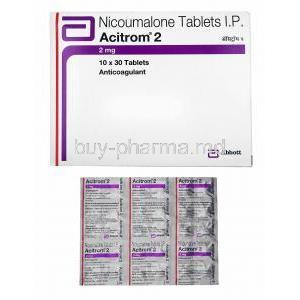 Acitrom, Nicoumalone 2mg box and tablets