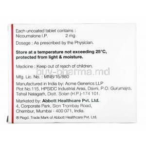 Acitrom, Nicoumalone 2mg manufacturer