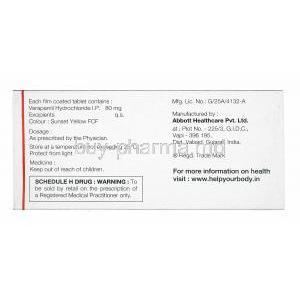 Calaptin, Verapamil 80mg manufacturer