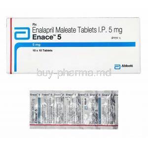 Enace, Enalapril 5mg box and tablets