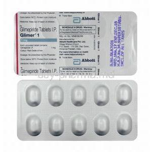 Glimer, Glimepiride 1mg tablets
