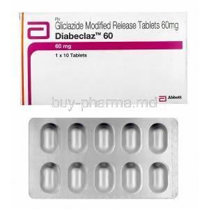 Diabeclaz MR, Gliclazide 60mg box and tablets
