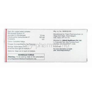 Monti FX, Montelukast and Fexofenadine manufacturer