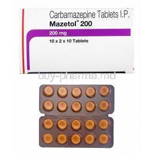 Mazetol, Carbamazepine 200mg box and tablets
