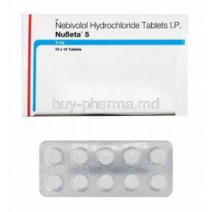 Nubeta, Nebivolol 5mg box and tablets