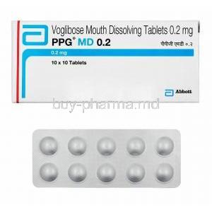 PPG MD, Voglibose 0.2mg box and tablets