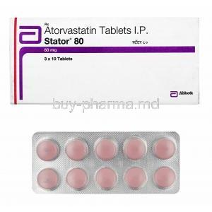 Stator, Atorvastatin 80mg box and tablets