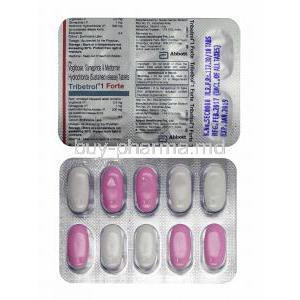 Tribetrol, Glimepiride 1mg, Metformin 500mg and Voglibose 0.3mg tablets