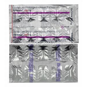 Valance OD, Divalproex 1,000mg tablets