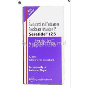 Seretide Evohaler, Salmeterol 25mcg and Fluticasone 125mcg box