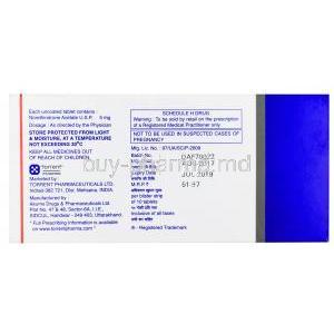 Norethindrone Acetate tablets U.S.P, Regestrone, 5mg, Box back presentation with information