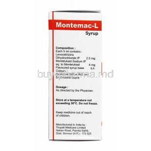 Montemac-L Syrup, Levocetirizine and Montelukast composition