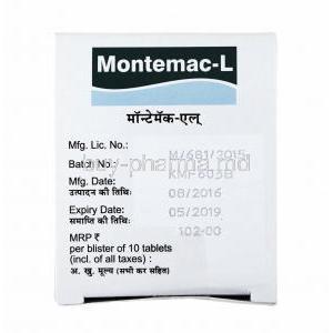 Montemac-L, Levocetirizine and Montelukast box side