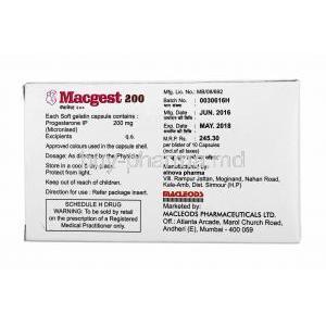 Macgest, Progesterone 200mg manufacturer.