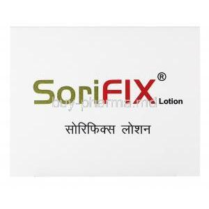 Sorifix Lotion, Calcipotriol/ Clobetasol Topical, 15ml, box side presentation