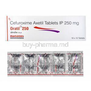 Oratil, Cefuroxime 250mg box and tablets