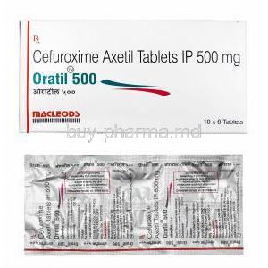 Oratil, Cefuroxime 500mg box and tablets