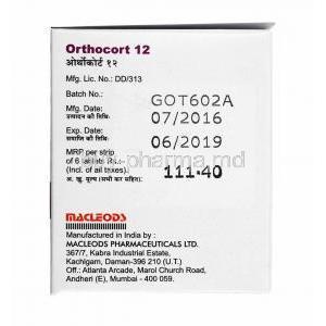 Orthocort, Deflazacort 12mg manufacturer